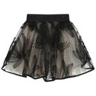 Girls Black & Beige Floral Tulle Skirt, 1, hi-res