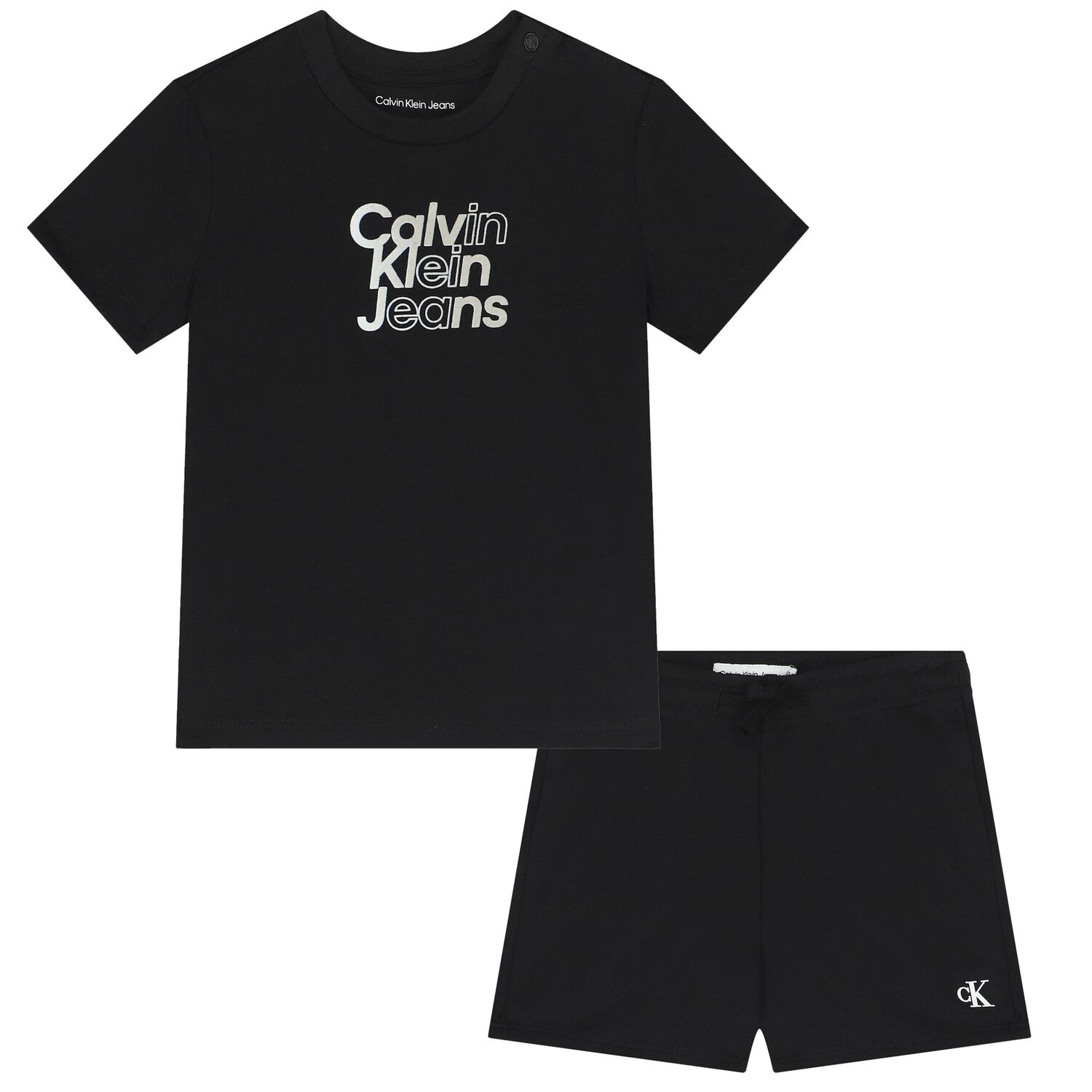 Baby Boys Black Logo Shorts Set, 1, hi-res