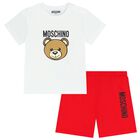 White Teddy Bear Logo Shorts Set, 2, hi-res