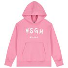 بلوزة بغطاء للرأس بالشعار باللون الوردي للبنات , 5, hi-res