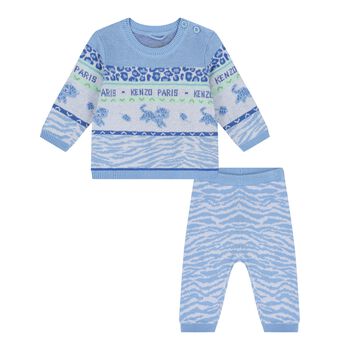 Baby Boys Blue Logo Trousers Set