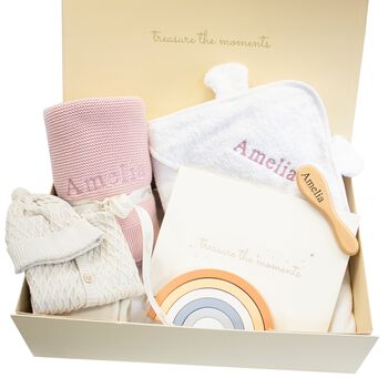 Girls Pink Personalised Ultimate Baby Gift Set