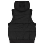 Black & White Logo Reversible Hooded Gilet, 1, hi-res