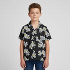 Boys Black & Ivory Floral Shirt, 1, hi-res