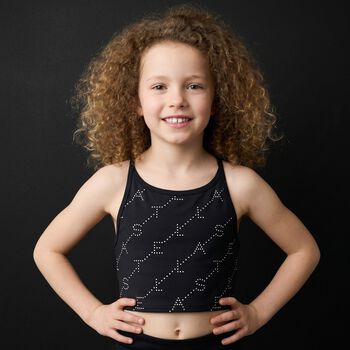 Girls Black Logo Top