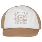 Baby Boys White & Beige Logo Cap, 1, hi-res