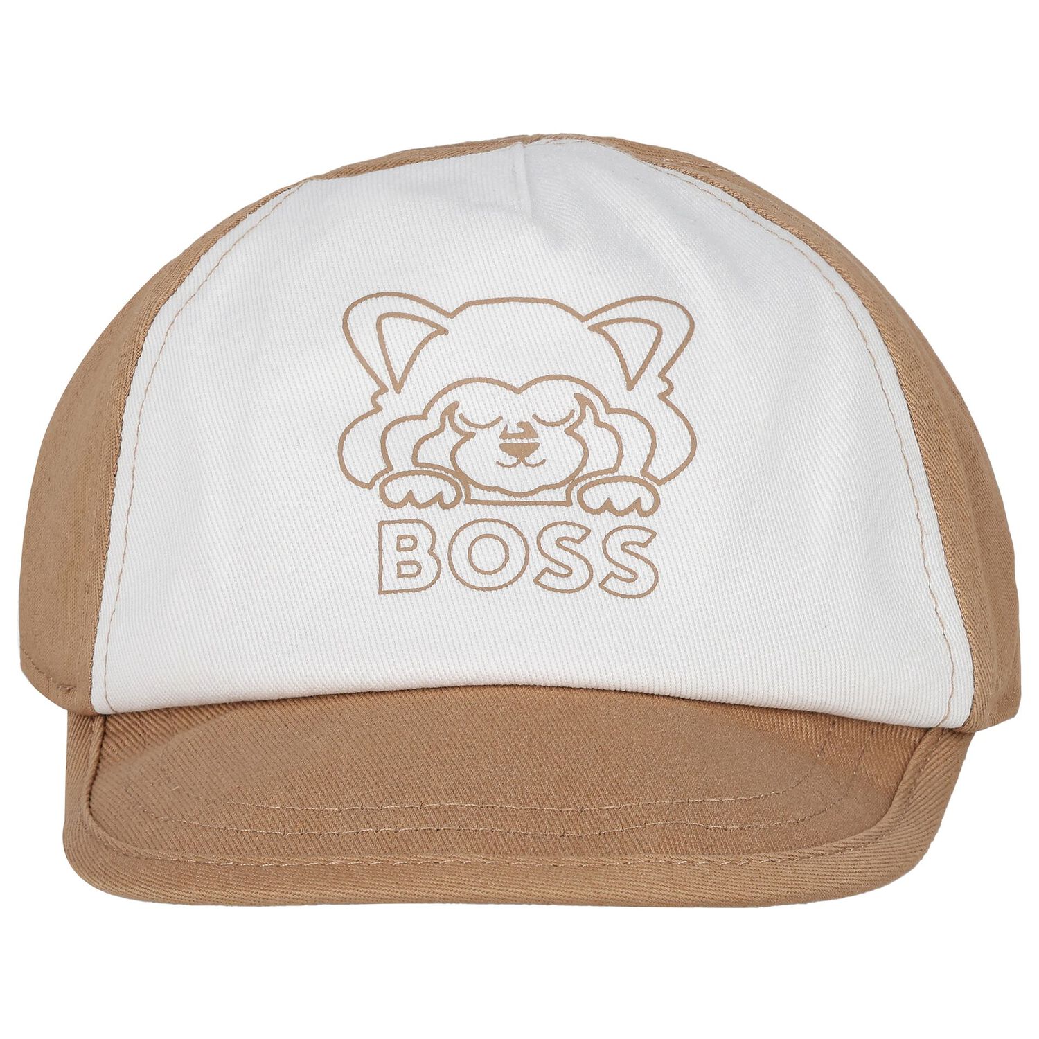 Baby Boys White & Beige Logo Cap, 1, hi-res