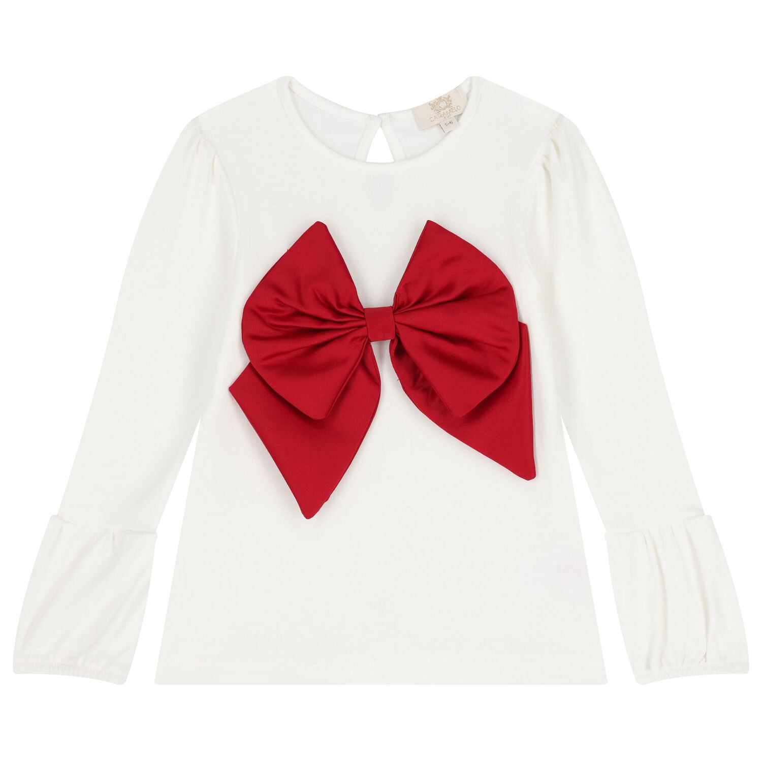 Girls Red & White Bow Pleated Skirt, 1, hi-res