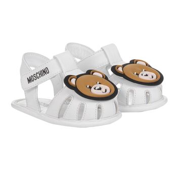 White Teddy Bear Baby Sandals