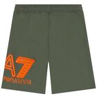 Boys Green Logo Shorts, 3, hi-res