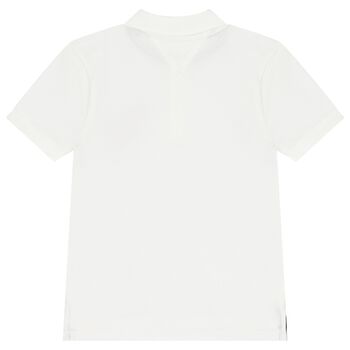 Boys White Logo Polo Shirt