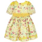 Girls Yellow Floral Chiffon Dress, 3, hi-res