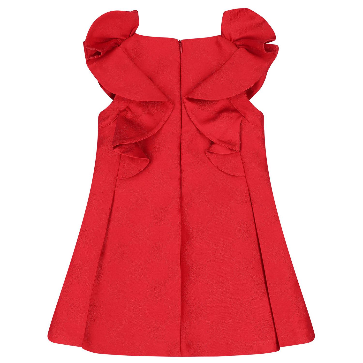 Girls Red Jacquard Dress, 2, hi-res