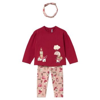 Younger Girls Red & Pink Leggings Set