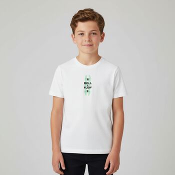 Boys White Skate Board T-Shirt