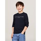 Boys Navy Blue Logo Long Sleeve Top, 2, hi-res