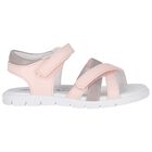 Girls Pink Logo Sandals, 1, hi-res