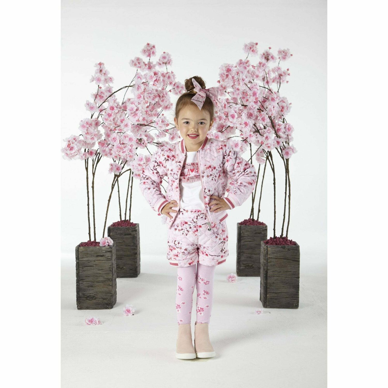 Girls Pink Floral Jacket, 1, hi-res