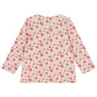 Younger Girls Beige Hearts Long Sleeve Top, 1, hi-res