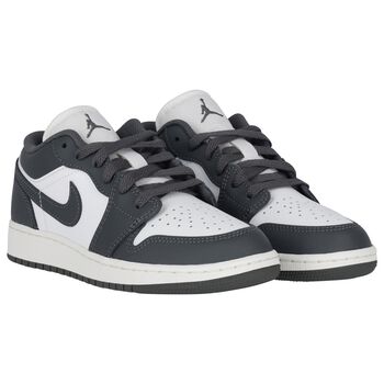 Grey & White Air Jordan 1 Low Trainers