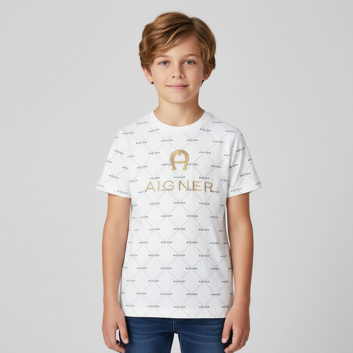Boys White Logo T-Shirt, 2, hi-res image number null