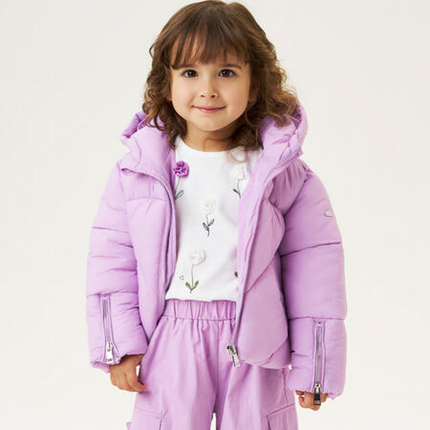 توب بنات بأكمام طويلة بطبعة الزهور  باللون الابيض , 1, hi-res image number null