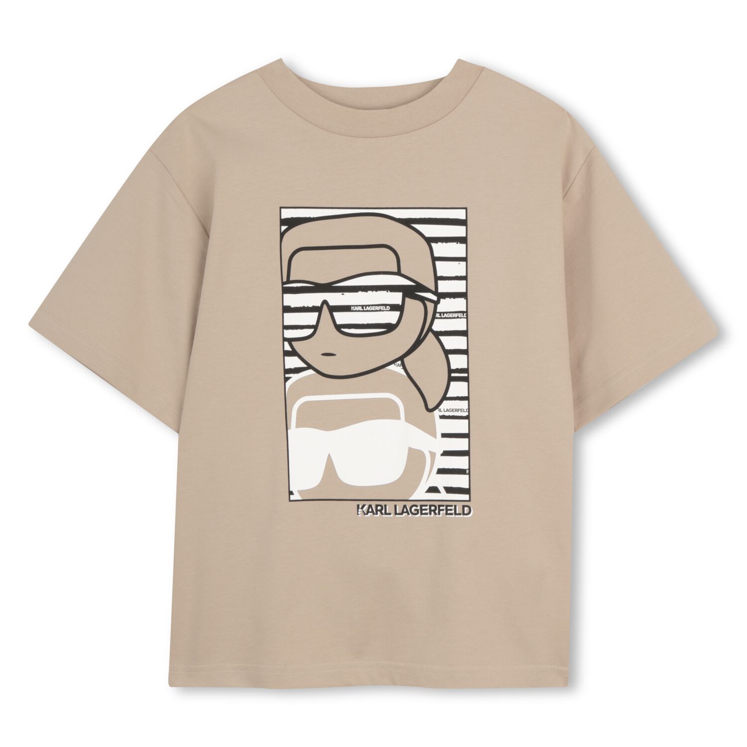 Boys Beige Ikon Karl Logo T-Shirt, 1, hi-res