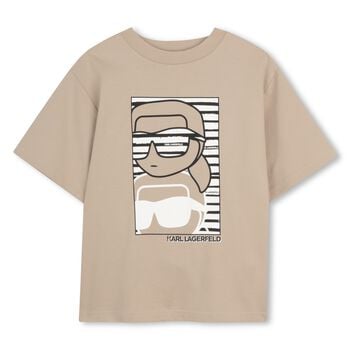 Boys Beige Ikon Karl Logo T-Shirt