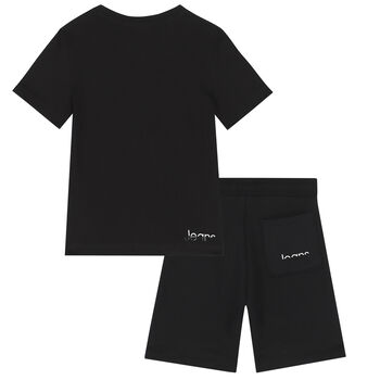 Boys Black Logo Shorts Set