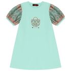 Girls Green Logo Bag Dress, 1, hi-res