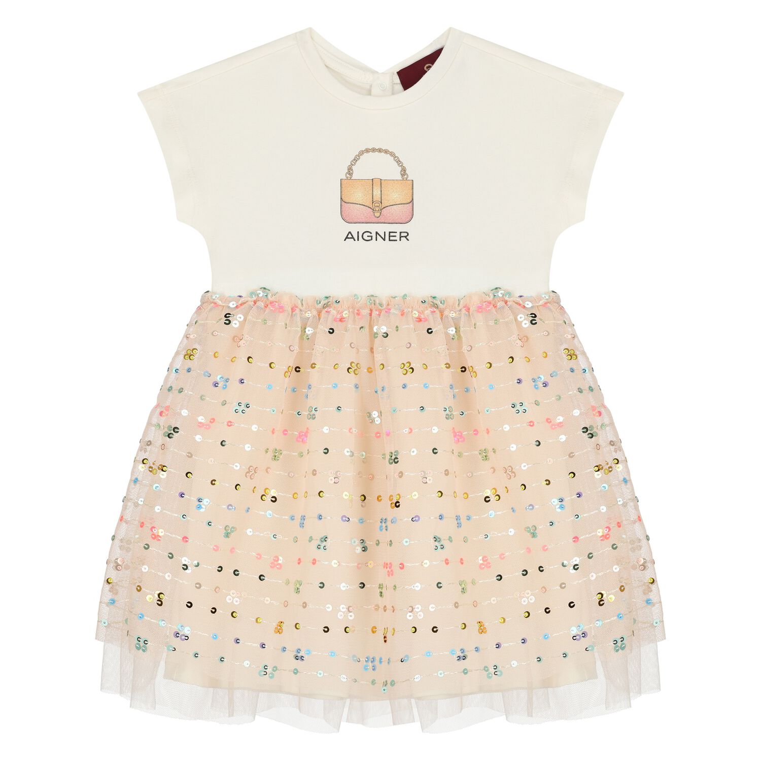 فستان بنات بالشعار باللون العاجى و الوردى, 1, hi-res image number null