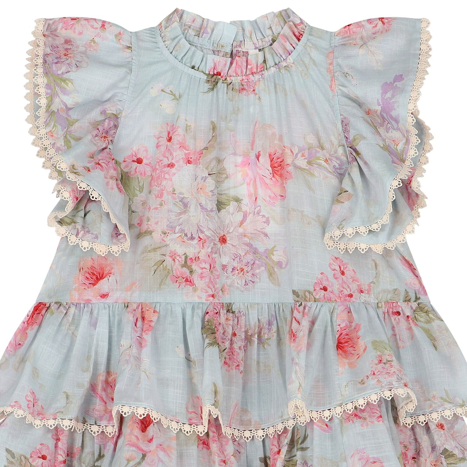 فستان بنات بطبعة الزهور باللون الأزرق, 1, hi-res image number null