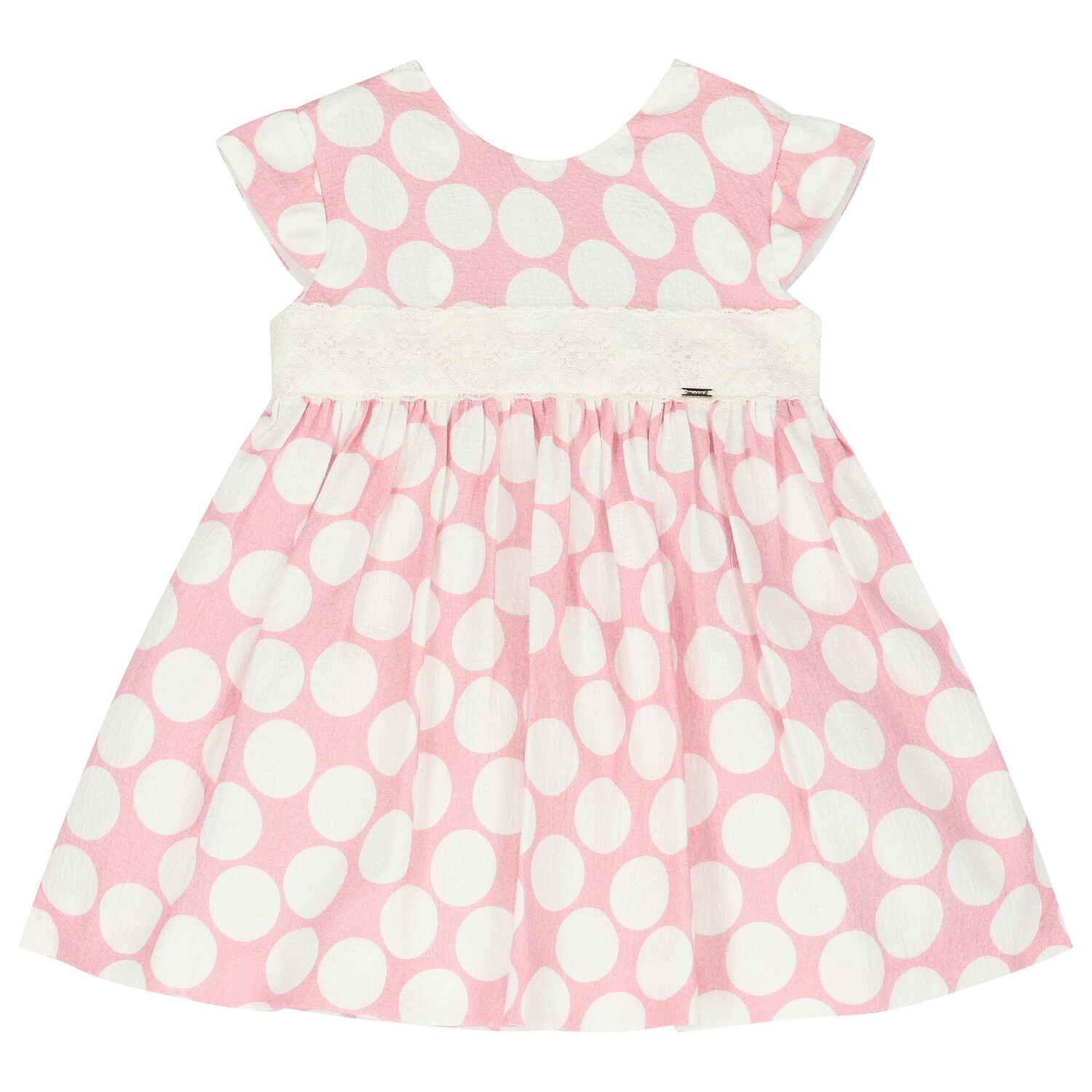Younger Girls Pink Polka Dot Dress, 1, hi-res