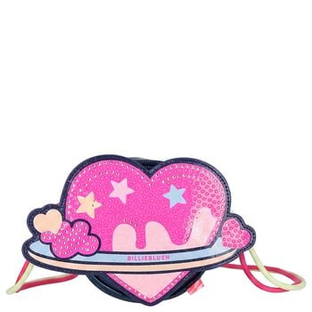 Girls Pink & Navy Blue Embellished Hand Bag ( 12cm )