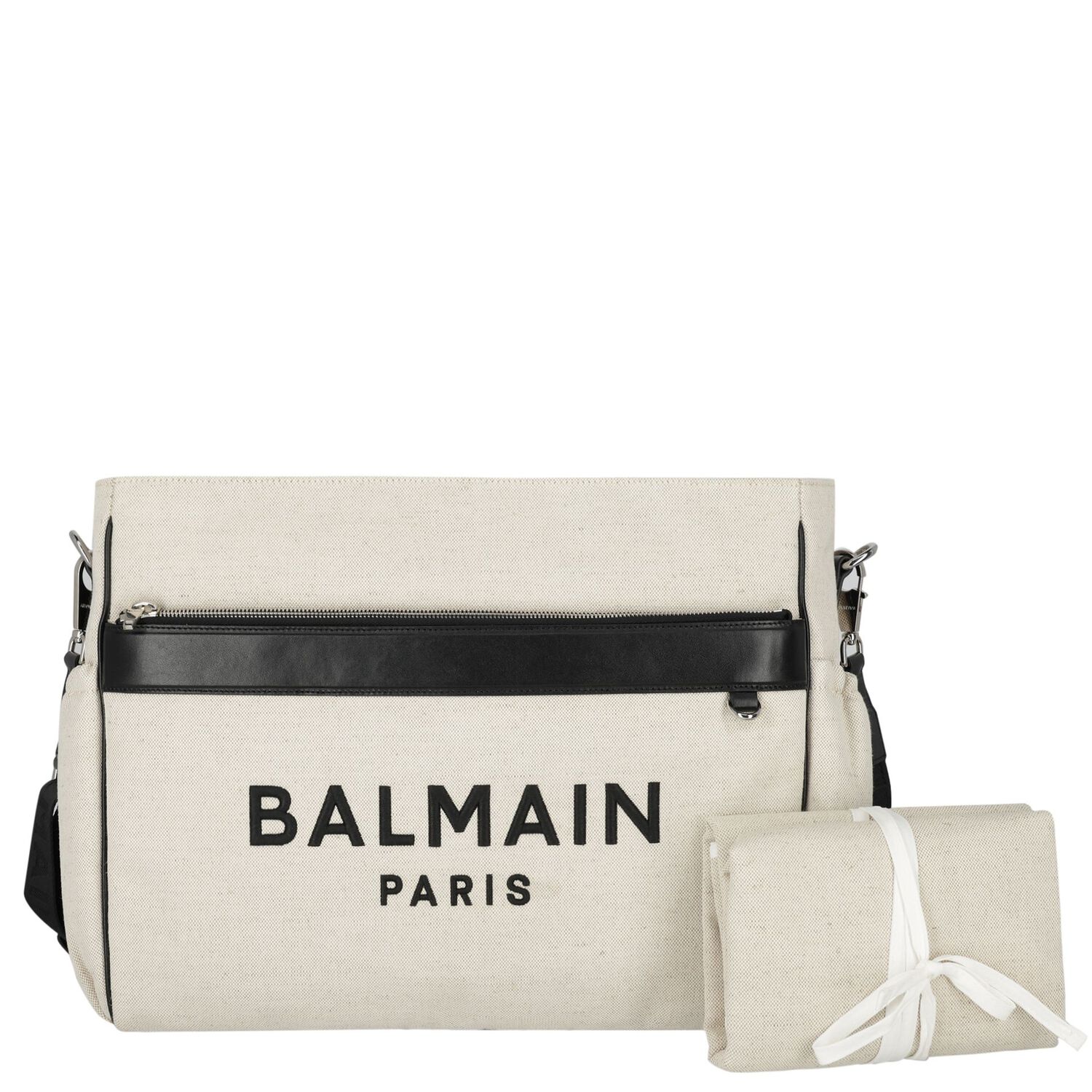 Ivory & Black Logo Baby Changing Bag, 1, hi-res