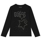 Girls Black Logo Long Sleeve Top, 1, hi-res