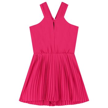 Girls Pink Pleated Playsuit