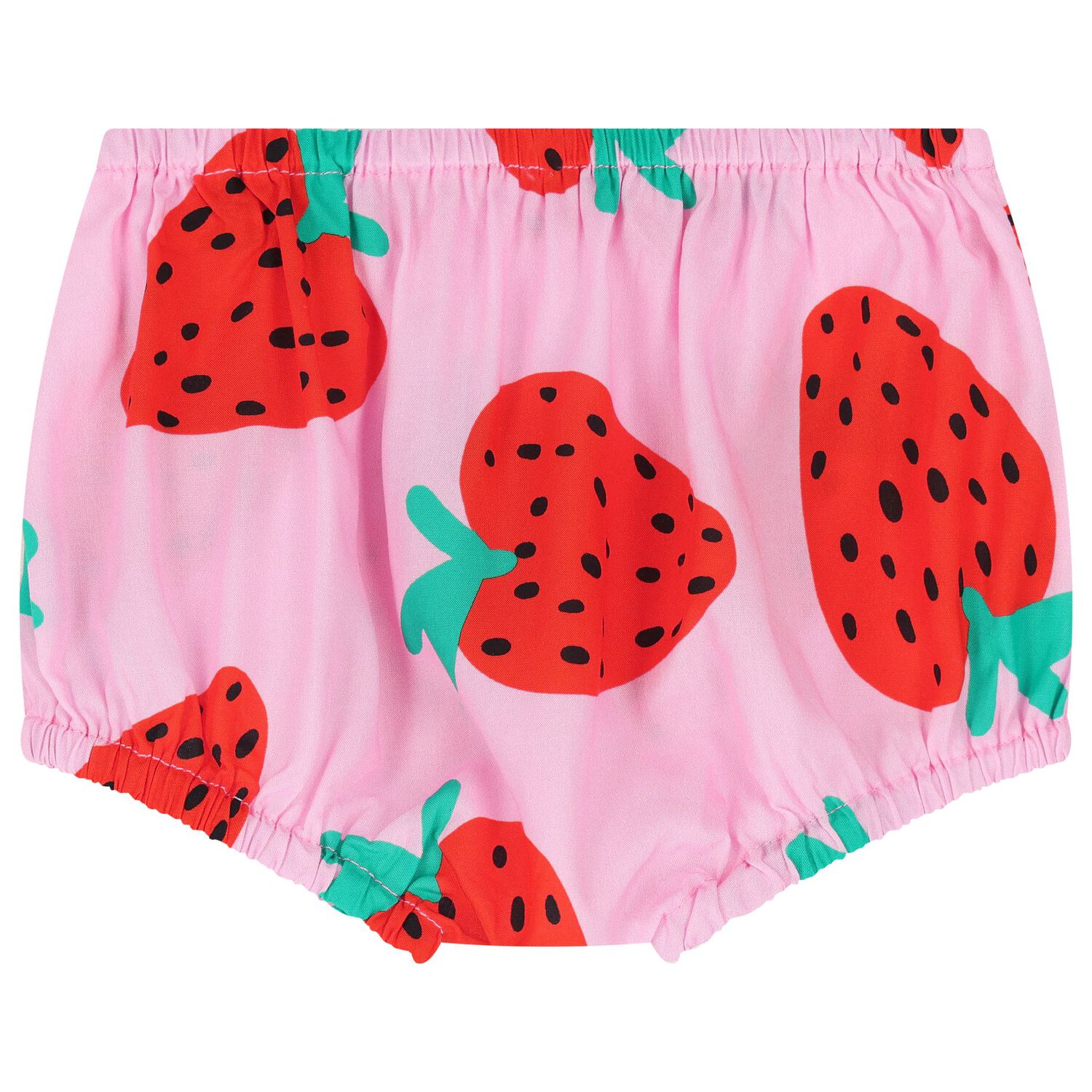 طقم فستان وردي اللون بطبعة الفراولة للبنات, 1, hi-res