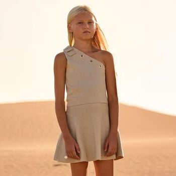 طقم تنورة بيج للبنات