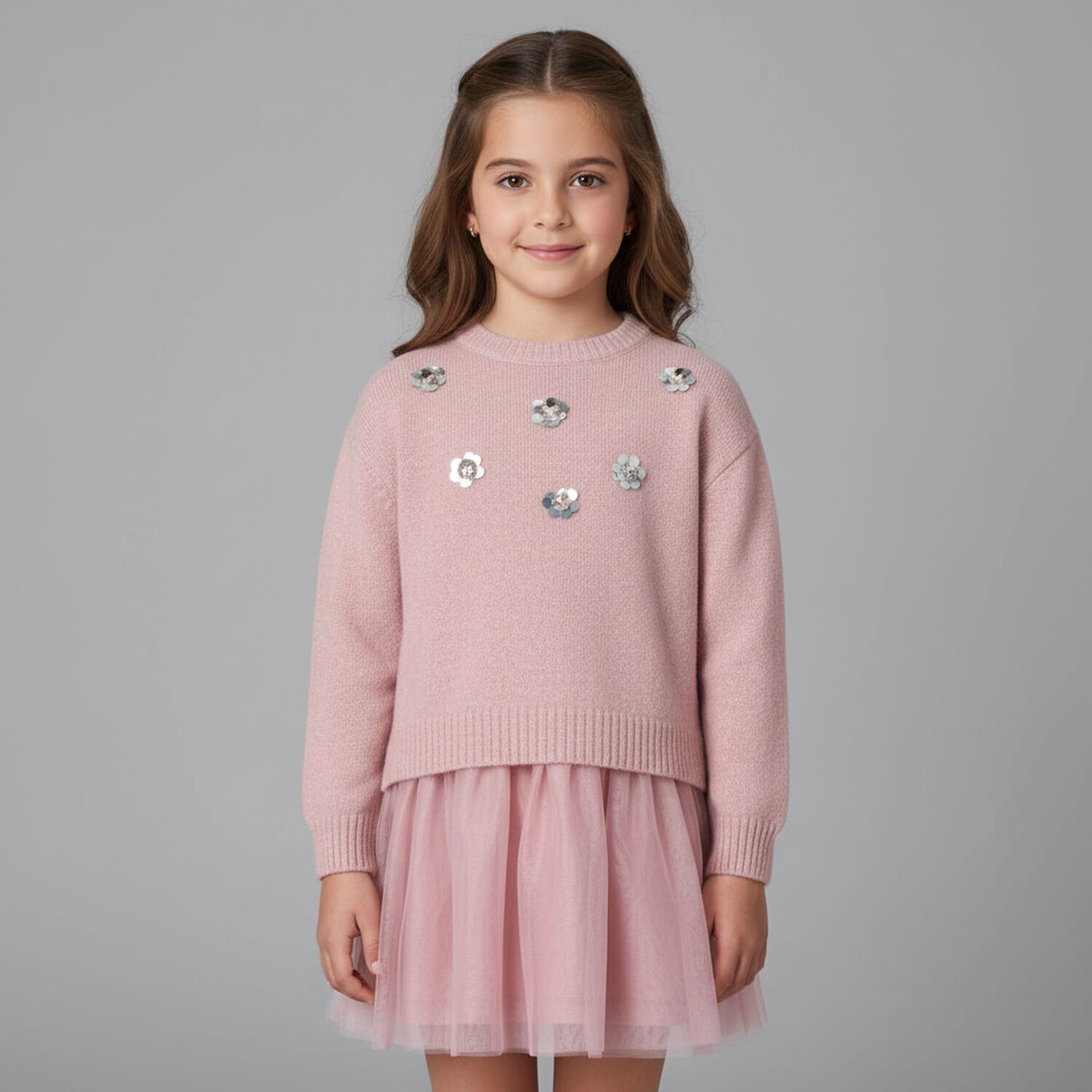 Girls Pink Tulle Dress Set, 1, hi-res