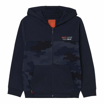 Boys Navy Camouflaged Zip Up Top