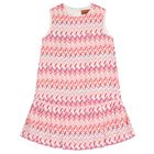 Girls Pink & White Logo Zig Zag Dress, 1, hi-res