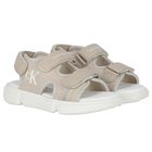 Beige & White Logo Sandals, 1, hi-res