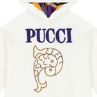 سويت شيرت بنات بالشعار باللون العاجي  , 1, hi-res