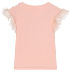 بلوزه للبنات من الترتر  مزينه بالزهور باللون الوردي, 1, hi-res