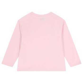 Girls Pink Logo Long Sleeve Top