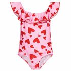 Nessi Byrd Girls Pink & Red Heart Swimsuit
