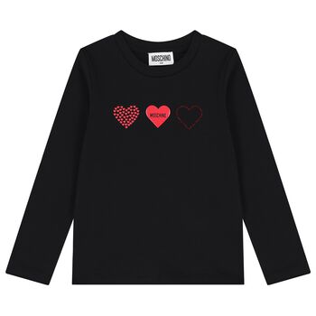 Girls Black Logo Long Sleeve Top