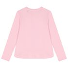 Girls Pink Logo Long Sleeve Top, 1, hi-res