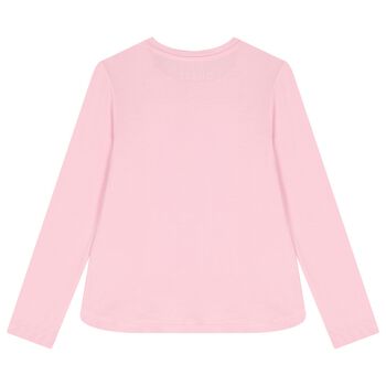 Girls Pink Logo Long Sleeve Top